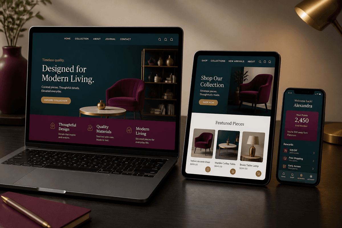 Custom websites, conversion-focused e-commerce platforms, and mobile apps that sync together in real time