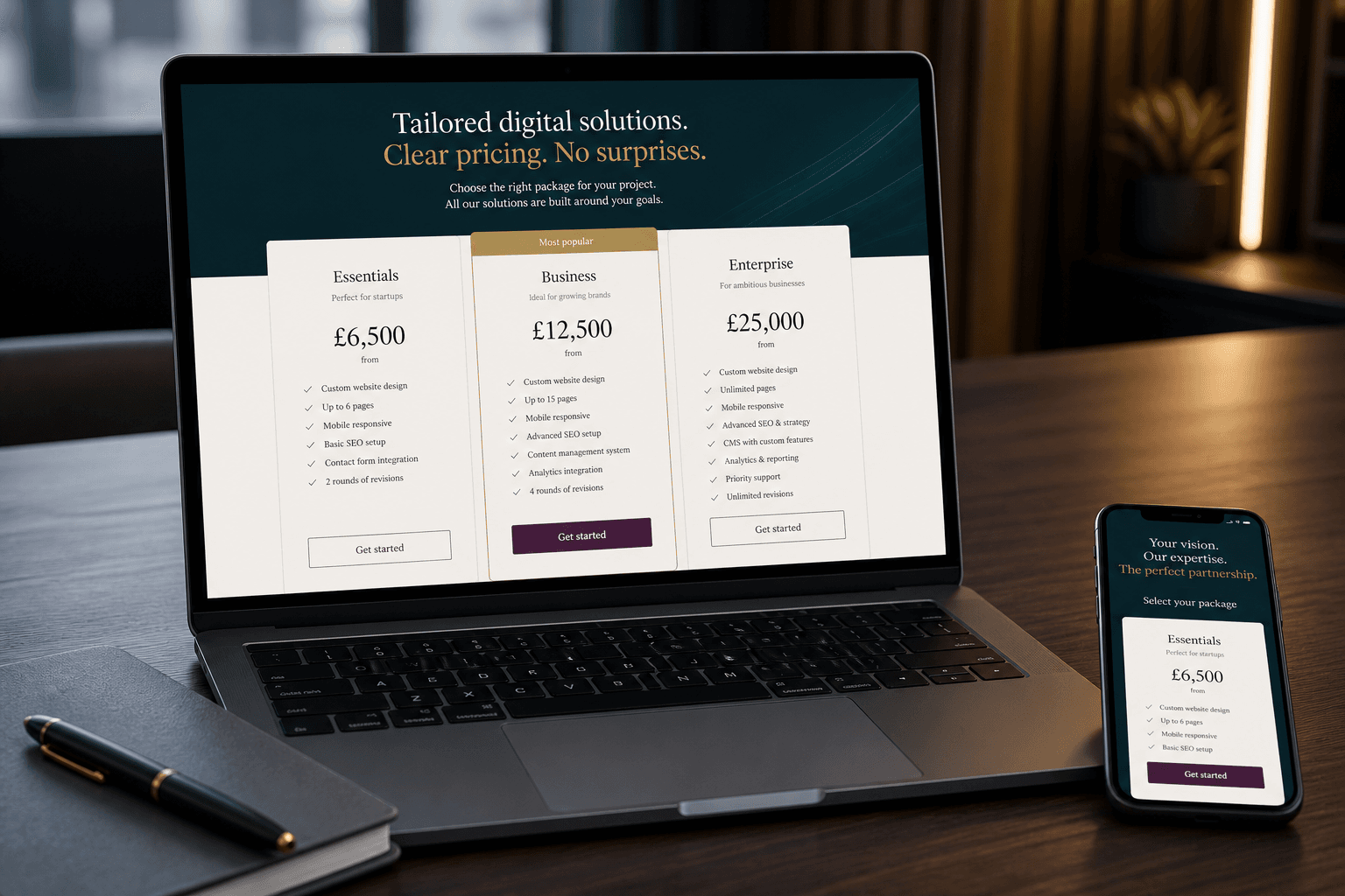 High-performance web and app pricing planning — custom websites and mobile applications for ambitious small businesses